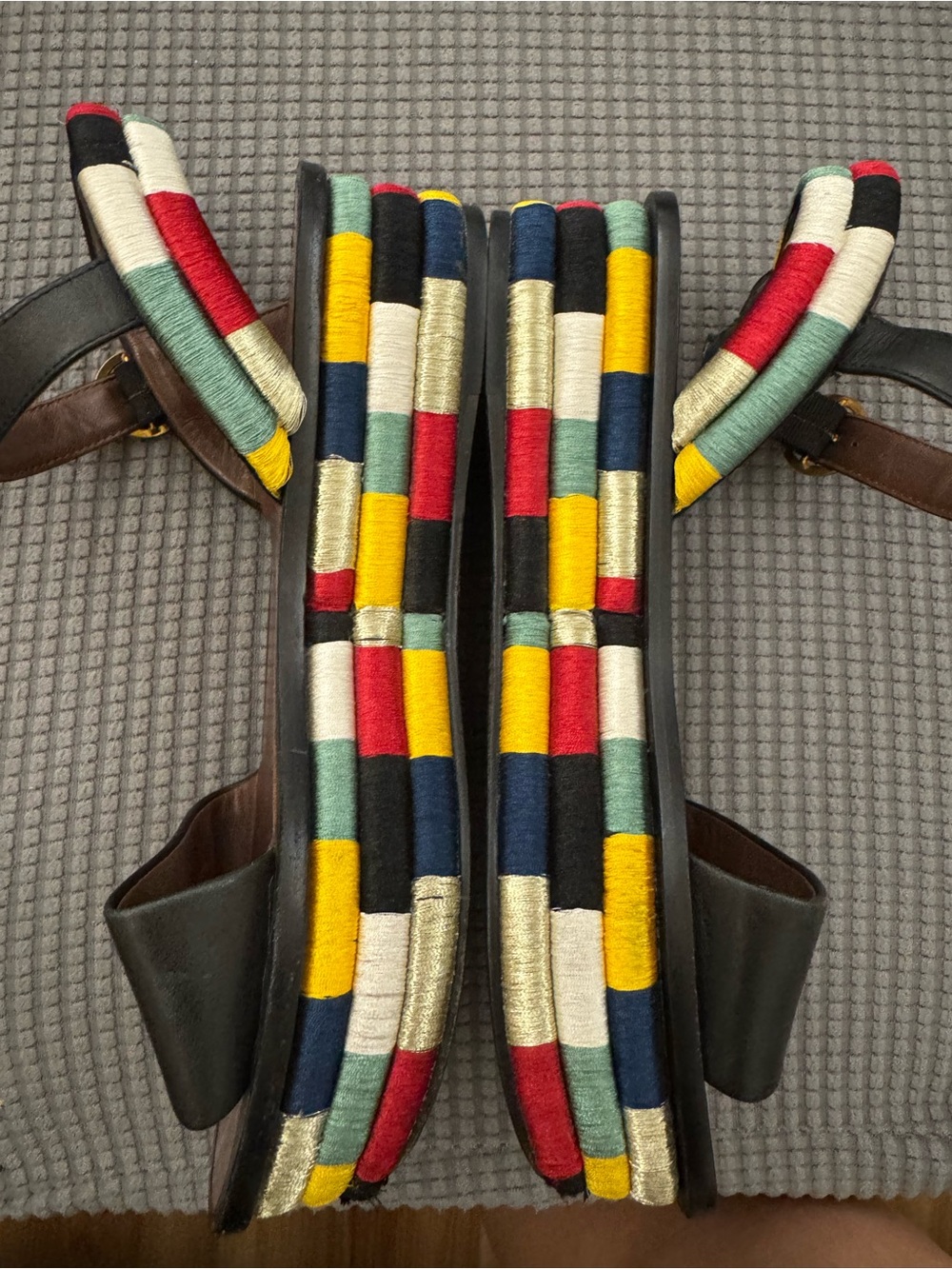 Tory Burch Camilla platform sandal w/stitched colorful bottom and leather upper - Picture 9 of 13